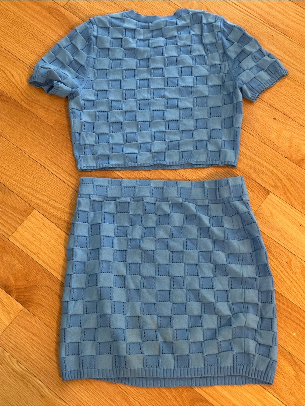 SOLID & STRIPED Blue Checker Knit Skirt Set